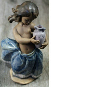 Lladro Little Peasant Girl (Blue) WITH BOX!